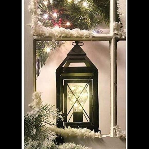 Lantern Metal Cage Style Desk, Table, or Hanging Lamp - Cordless Accent Light - Picture 1 of 6